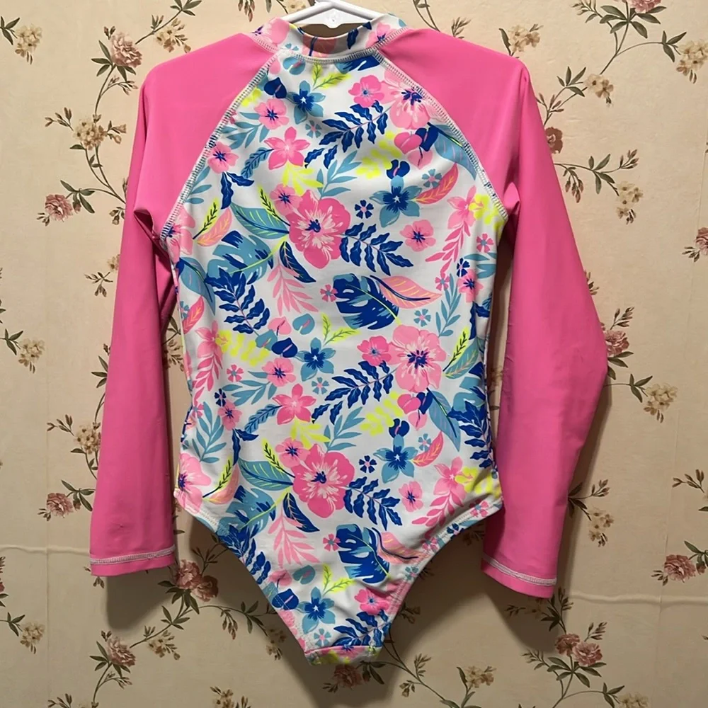 Tommy Bahama Pink and Blue Rashguard Swim Top Girls size 6 - Picture 3 of 3